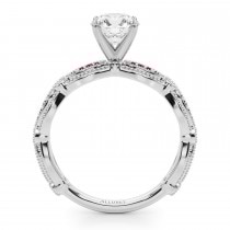 Antique Style Ruby & Diamond Engagement Ring in Palladium (0.20ct)