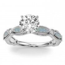 Antique Style Aquamarine & Diamond Engagement Ring in Platinum (0.20ct)
