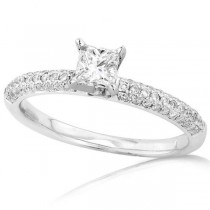 Solitaire Princess Cut Diamond Engagement Ring 14K White Gold (0.50ct)