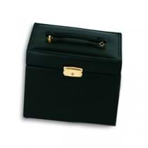 Genuine Black Leather 4 Drawer Jewelry Box w/ Travel Box