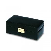 Black Top Grain Cowhide Leather Watch Box Holds 4 Timepieces