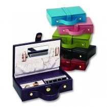Women's Fine Leather Travel Jewelry Box w/ Multiple Compartments