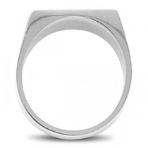 Men's Signet Ring Rectangular Shaped, Engravable in 14k White Gold