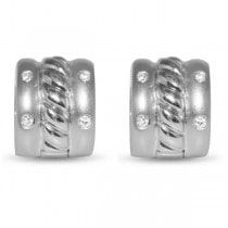Diamond Accented Huggie Earrings in 14k White Gold (0.20ct)