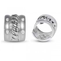 Diamond Accented Huggie Earrings in 14k White Gold (0.20ct)
