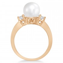 Akoya Pearl & Diamond Ring 14k Rose Gold 0.12 ct (3.20mm)