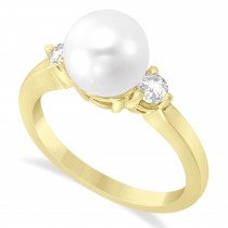 Akoya Pearl & Diamond Ring 14k Yellow Gold 0.12 ct (3.20mm)