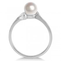 Solitaire Bypass Akoya Cultured Pearl Ring 14k White Gold (5.5mm)