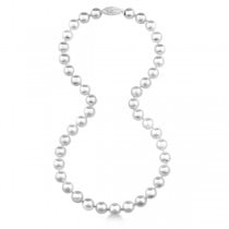 18 inch Akoya Pearl Strand Necklace Cultured 14k Gold Clasp 6.0-6.5mm