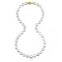 18 inch Akoya Pearl Strand Necklace Cultured 14k Gold Clasp 6.0-6.5mm