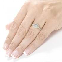 Princess Diamond Engagement Ring w/ Cushion Halo 14K White Gold 0.50ct