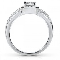 Princess Cut Cluster Engagement Ring 14K White Gold (0.50ct)