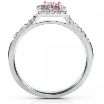 Round Pink Sapphire & Diamond Engagement Ring 14k White Gold (.33ct)