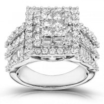 Cluster Princess Cut Diamond Engagement Ring in 14K Gold (2.00ct)