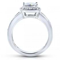 Princess Cut Diamond & Halo Engagement Ring 14K White Gold (2.00ct)