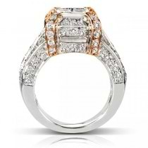 Wide Band Cluster Diamond Engagement 14k Two Tone Gold 2.95ct