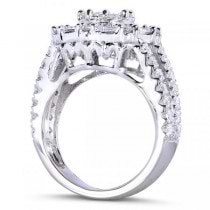 Round Diamond Cluster & Halo Engagement Ring 14k White Gold (1.75ct)
