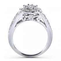 Pear Cluster Diamond & Halo Engagement Ring 14k White Gold (1.00ct)