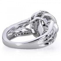 Round Cut Diamond Engagement Ring w/ Floral Swirl 14k W. Gold (1.00ct)