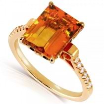 Emerald Cut Citrine Ring 14k Yellow Gold Over Sterling Silver 2.63ct