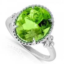 Oval Cut Peridot Gemstone Cocktail Ring 14k Gold Over Silver 4.80ct