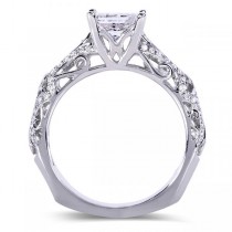 Vintage Style Diamond Engagement Ring w/ Euro Shank 14k W. Gold 1.17ct