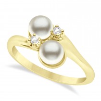 Bypass Freshwater Pearl & Diamond Ring 14k Yellow Gold (6.0mm)