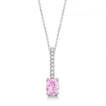 Diamond and Pink Sapphire Necklace 14k White Gold (1.10ct)