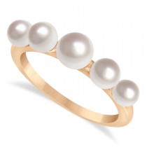 Freshwater Five Stone Pearl Ring 14k Rose Gold (4.0-6.0mm)