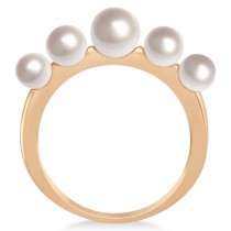 Freshwater Five Stone Pearl Ring 14k Rose Gold (4.0-6.0mm)