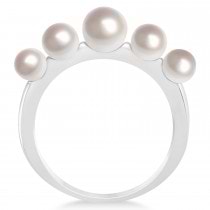 Freshwater Five Stone Pearl Ring 14k White Gold (4.0-6.0mm)