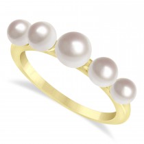 Freshwater Five Stone Pearl Ring 14k Yellow Gold (4.0-6.0mm)