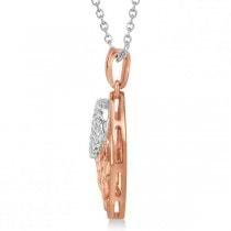 Square Diamond Pendant 14k Rose Gold over Sterling Silver 0.08ctw