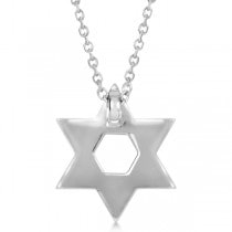 Diamond Jewish Star of David Pendant Necklace 14k White Gold 0.17ct