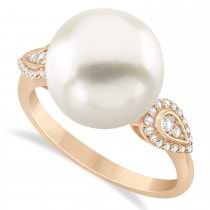 South Sea Pearl & Diamond Ring 14k Rose Gold (12.00mm)