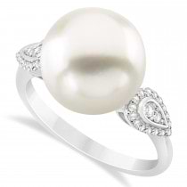 South Sea Pearl & Diamond Ring 14k White Gold (12.00mm)