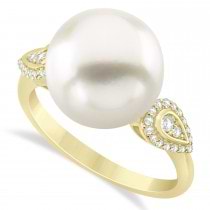 South Sea Pearl & Diamond Ring 14k Yellow Gold (12.00mm)