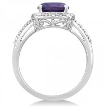 Diamond & Purple Amethyst Halo Ring 14k White Gold (2.47ct)