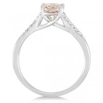 Oval Cut Morganite Engagement Ring with Diamonds 14k White Gold 1.34ct