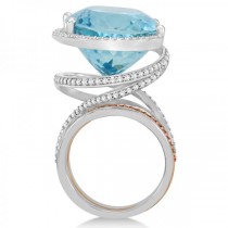 Diamond & Aquamarine Engagement Ring Platinum & 18k Rose Gold (9.63ct)