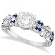 Diamond Twisted Blue Sapphire Bridal Set in 14k White Gold (1.23ct)