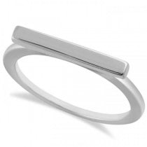 Women's Fashion Bar Ring Plain Metal 14k White Gold