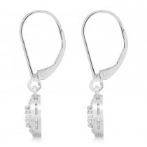 Moissanite & Diamond Leverback Floral Earrings 14k White Gold (0.64 ctw)