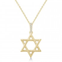 Natural Diamond Jewish Star of David Pendant Necklace 14K Yellow Gold (0.025ct)