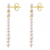 Diamond Accented Cultured Freshwater Pearl Dangle Earrings 14k Yellow Gold (0.26ct)
