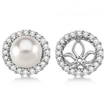 Diamond Earring Jackets for Pearl Studs 14K White Gold (0.63ct)