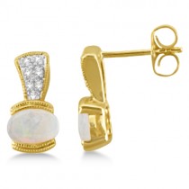 Diamond and Opal Earrings 14k Yellow Gold (0.87ct)