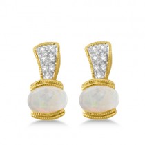 Diamond and Opal Earrings 14k Yellow Gold (0.87ct)