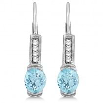 Lever Back Aquamarine Earrings with Diamonds 14k White Gold (1.44ct)