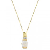 Opal Pendant with Pink Tourmaline & Diamonds 14K Yellow Gold 1.29ctw